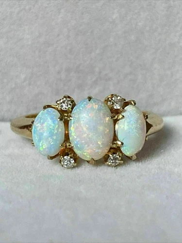 3Ct Oval Cut Fire Opal Three-Stone Engagement Ring Solid 14K Yellow Gold Plated