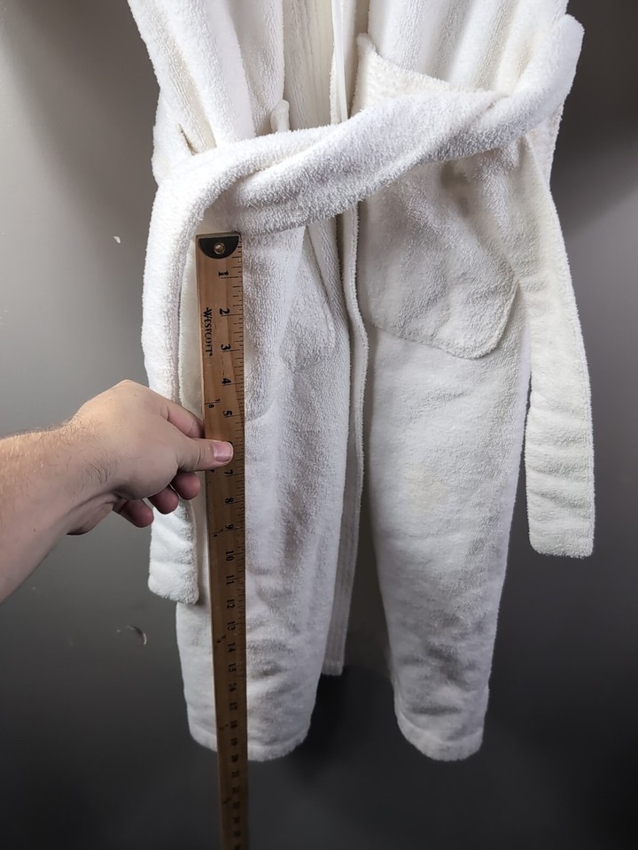 Vintage Christian Dior Neiman Marcus Long Bathrobe White Terry Cloth