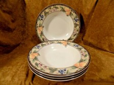 MIKASA INTAGLIO "GARDEN HARVEST" PATTERN 4 LG RIM SOUP BOWLS