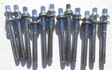  12 VINTAGE EARLY 60s LUDWIG 1" 3/4 KEY TENSION RODS-BRASS WASHERS-VG 