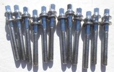 (12) VINTAGE EARLY 60s LUDWIG 1" 3/4 KEY TENSION RODS-BRASS WASHERS-VG!