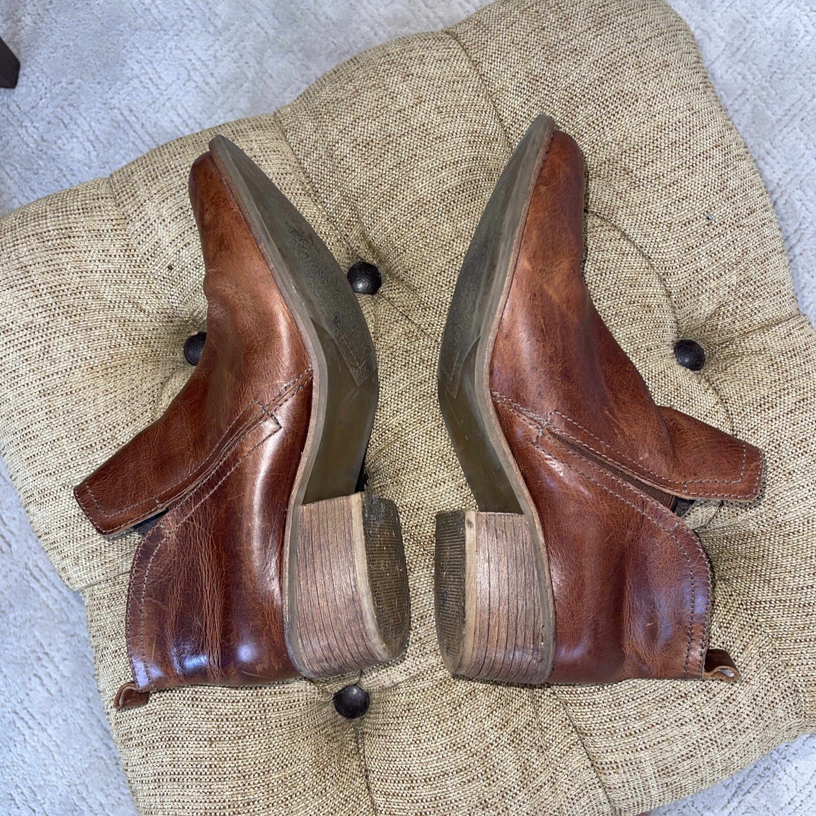 Matisse Brown Leather Booties Sz 8 Boots Distressed Yellowstone Boho Brazil Prep