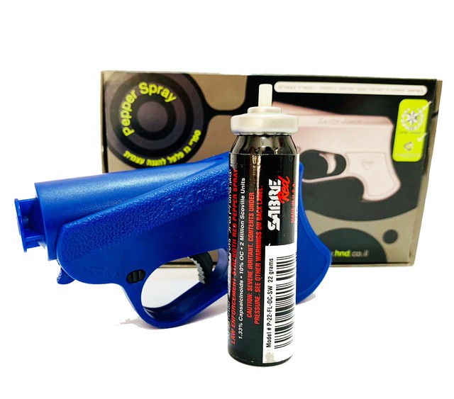 Powerful Selfdefense Pepper Spray Gun in Blue Made of Polycarbonate