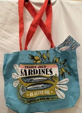Trader Joe’s Sardine Tote Bag Reusable Heavy Cotton Discontinued Item NWT