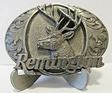 Remington Whitetail Buck Deer Gun Rifle Pewter Belt Buckle 1994  1st PRODUCTION!