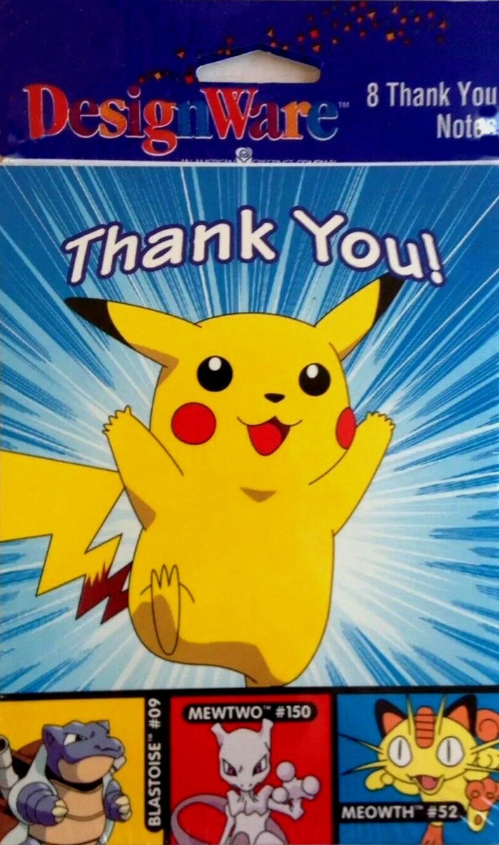 Pokemon Gotta Catch'em All Birthday Party Supplies Pikachu Thank You Cards  NEW