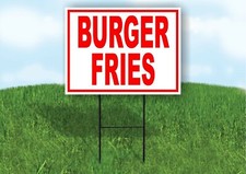 BURGER FRIES RED Plastic Yard Sign ROAD SIGN with Stand