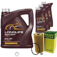 MANN-FILTER Inspektionspaket Mannol 8L Longlife 5W-30 FüR KIA Sorento III 2.2