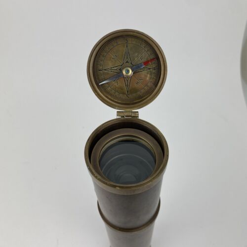 Brass Telescope Engrave Paris Effille Tower Nautical vintage Brown Antique - Picture 2 of 3