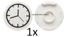 New Lego 1x White Tile Round 2 x 2 with Bottom Stud Holder with Clock 14769pb001