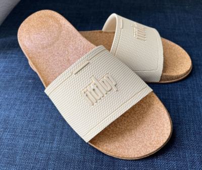 NEW FitFlop Iqushion Cork Print Slide Sandals Womens Size US 8 PALE YELLOW  | eBay