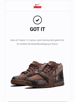 Nike Air Trainer 1 Travis Scott Cactus Jack Wheat EU 44 / US 10 NEU