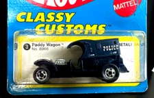1977 HOT WHEELS BLACKWALL BLUE POLICE PADDY WAGON 911 CLASSY CUSTOMS PATCH CARD