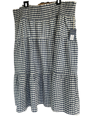 Universal Thread Womens A Line Long Plaid Skirt Pleated Layers Elastic Waist 3X