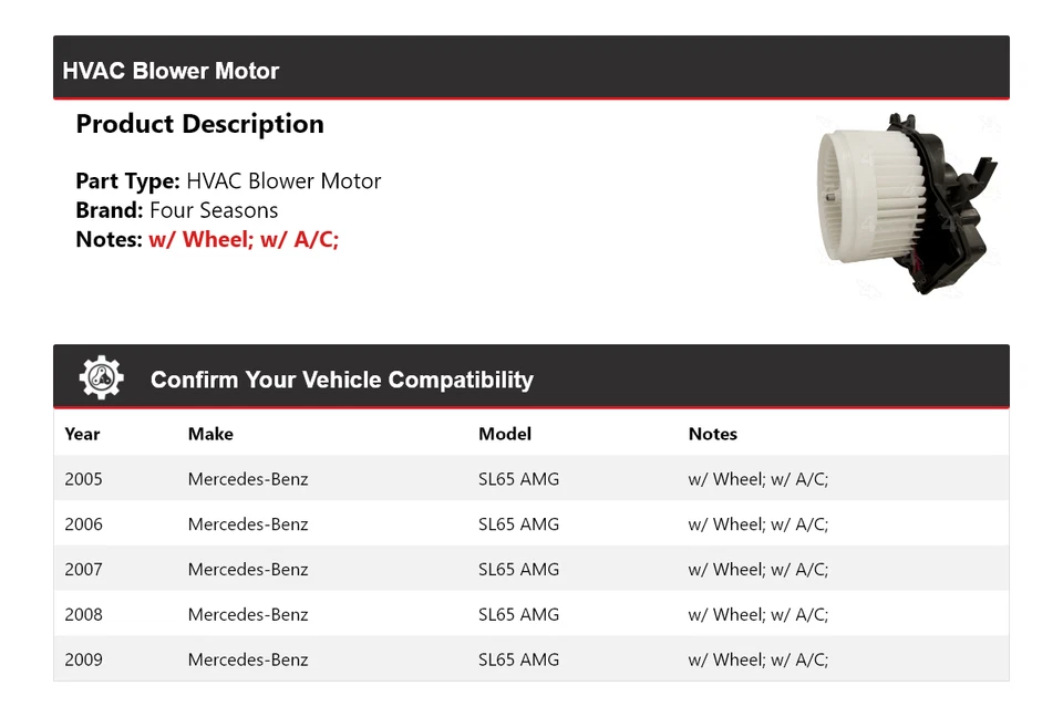 Motor de soprador AVAC Mercedes-Benz SL65 AMG 2005-2009 4 estações 2006 2007 2008 - Imagem 2 de 4