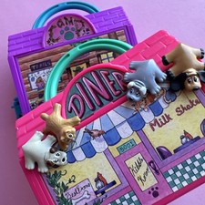 Vintage Pound Puppies Diner  Camp Playset Figures Dogs Cat 1995 Galoob Lot