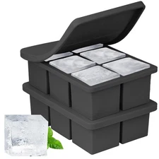 2 Pack 2 Inch Large Silicone Ice Cube Trays Square Ice Cube Molds for Whiskey