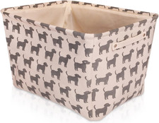 Dog Toy Rectangular Canvas W/Handles Storage Basket Organizer Bin Box 7.5X16X12