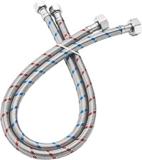 24" Faucet Connector, Braided Steel, 3/8" Compression X 1/2" I.P., 2 Pcs