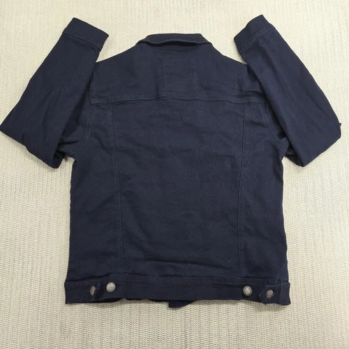 Copper Rivet Jacket Mens Large Blue Denim Distressed Trucker Button Front image 8