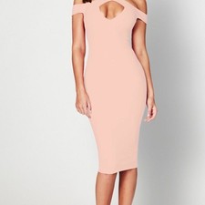 Women Nookie Hollywood Midi Blush Pink Extra Small Gown Prom Party Bodycon