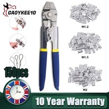 Image of Wire Rope Crimping Tool Pliers With 3 Size Aluminium Double Barrel Ferrule Kit