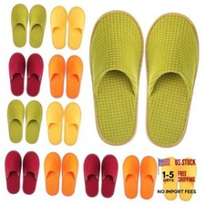 12 Pair House Slipper for Guest Non Slip Large Green,yellow,orange,brown
