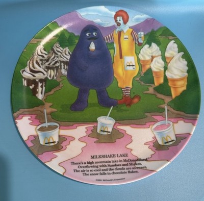 Vtg. 1980 McDonald's Plate Milkshake Lake Ronald McDonald Grimace