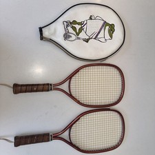 Vintage Leather Racquetball Cover And Two Vintage Racquets