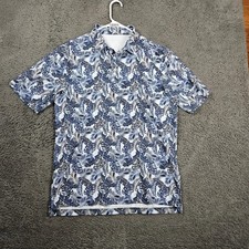 Straight Down Mens Performance Polo Shirt Large Tropical Leaf Print Short Sleeve