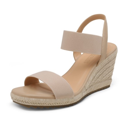 Womens Open Toe Espadrilles Dressy Platform Sandals Slip on Elastic Ankle Str...