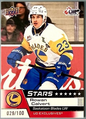 Rowan Calvert 2025-26 Upper Deck CHL Stars 318 Exclusives /100 RC Univ. Of Maine
