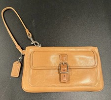 COACH Vtg Bleecker Tan Honey Brown Leather Vintage Clutch Wristlet Wallet Purse