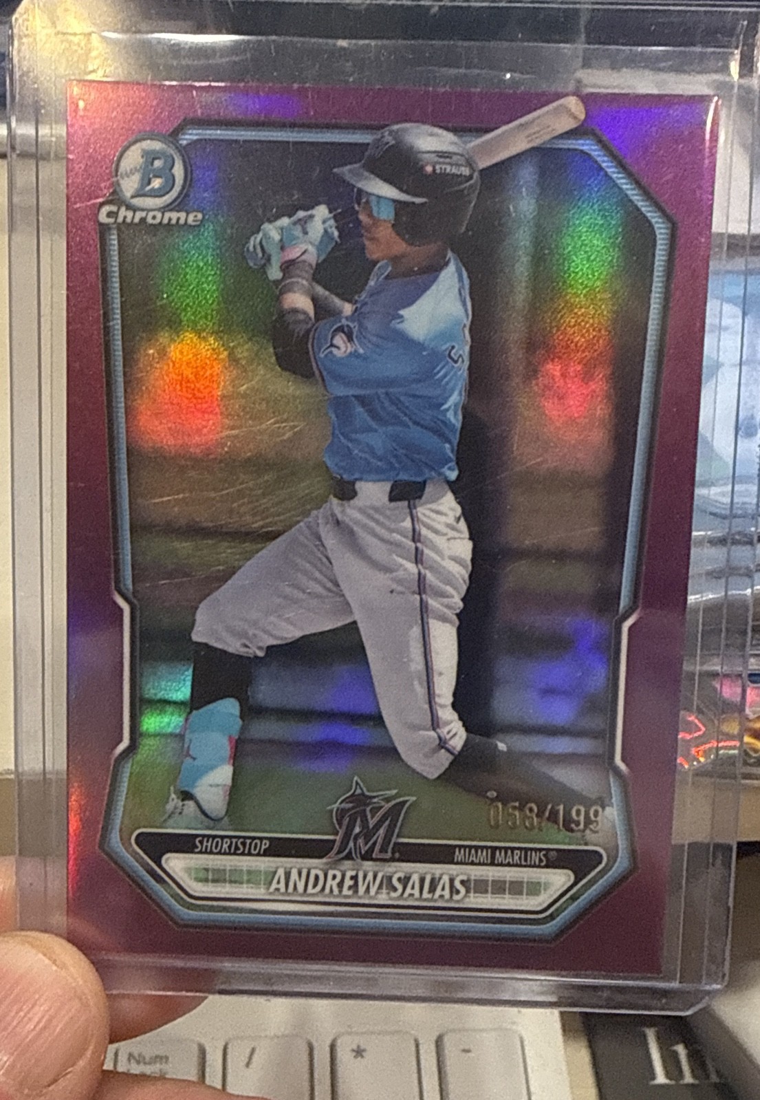 2026 Bowman - Chrome Prospects Andrew Salas #BCP-55 Fuchsia Refractor /199 (RC)