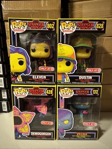 Funko Pop Marvel Black Light Stranger Things Bundle Target Exclusive *NEW*