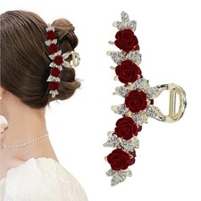 Flower Rhinestone Metal Hair Claw Clips for Women Camellia Floral Claw Clip