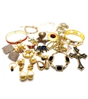 Vintage Costume Gold Tone Jewelry Brooch Necklace Rhinestone Earrings Mixed Lot