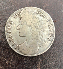 1688 James II Silver HalfCrown, Rare, Nice