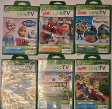Leap Frog Leap TV Leapster Lot Of 6 Games Disney Pixar, Kart Racing, Sports...