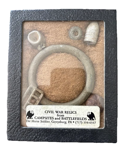 Civil War Bullets  &  Relics Collection in Display Case (6 Piece)