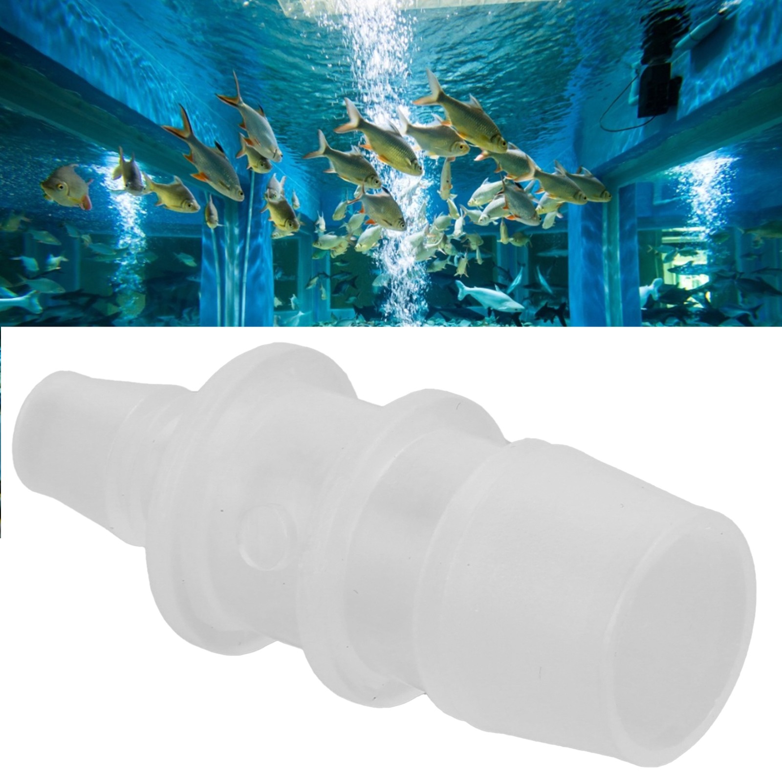 ༝Aquarium Air Valve Connector Variable Diameter Straight Clear White Plastic