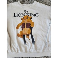 Disney Lion King Simba Sweatshirt Cotton Blend White Junior Womens Sz XL 15-17