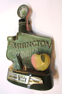 Empty Old 1974 Washington The Evergreen State Jim Beam Whiskey Bottle Decanter