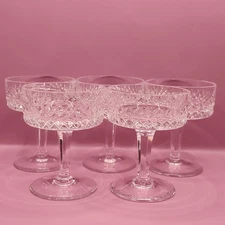 Vintage Set Of 5 Waterford Crystal ALANA Champagne Glasses, Ireland