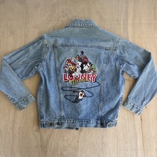 Vtg Warner Bros Looney Tunes Taz Embroidered Denim Jacket Size XS