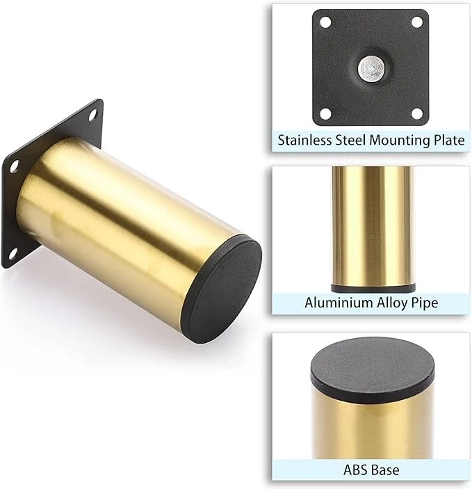 4 PIEZAS 4 pulgadas de acero inoxidable para muebles patas de metal gabinete escritorio sofá patas Foto 3 de 4