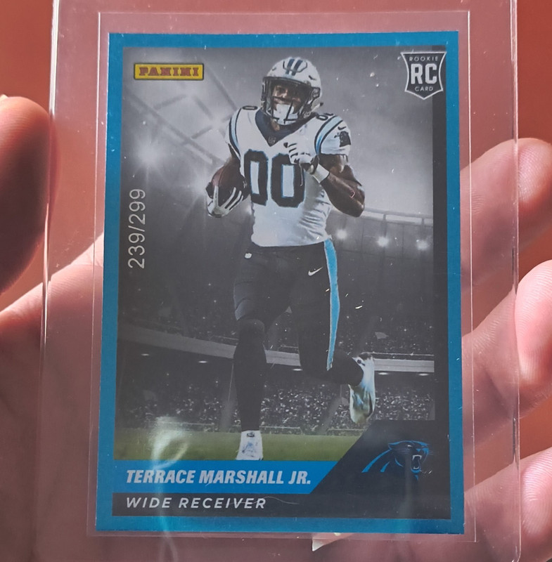 Panini 2021 NFL Sticker Terrace Marshall Jr. #96 Blue /299 Rookie Panthers ssp