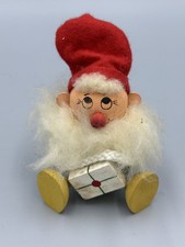 TOMTE with Gift SWEDEN 3.5" CHRISTMAS Wood Figure Swedish Folk Art 4054
