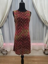 Red Floral Sleeveless Shift Dress Small