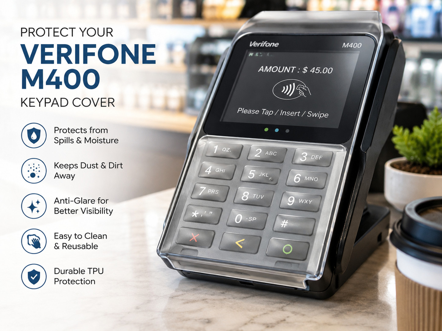 Protective Keypad Cover for Verifone M400 Credit Card Point Of Sale Machines
